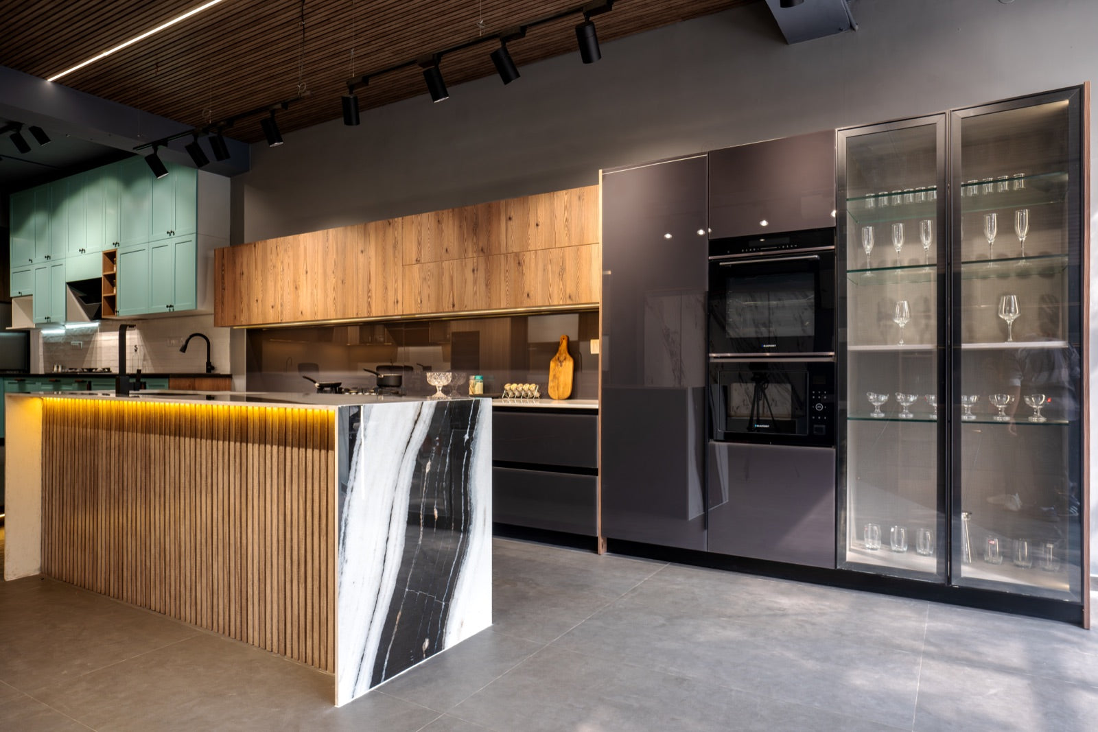 Twin glass cabinets · glassware
