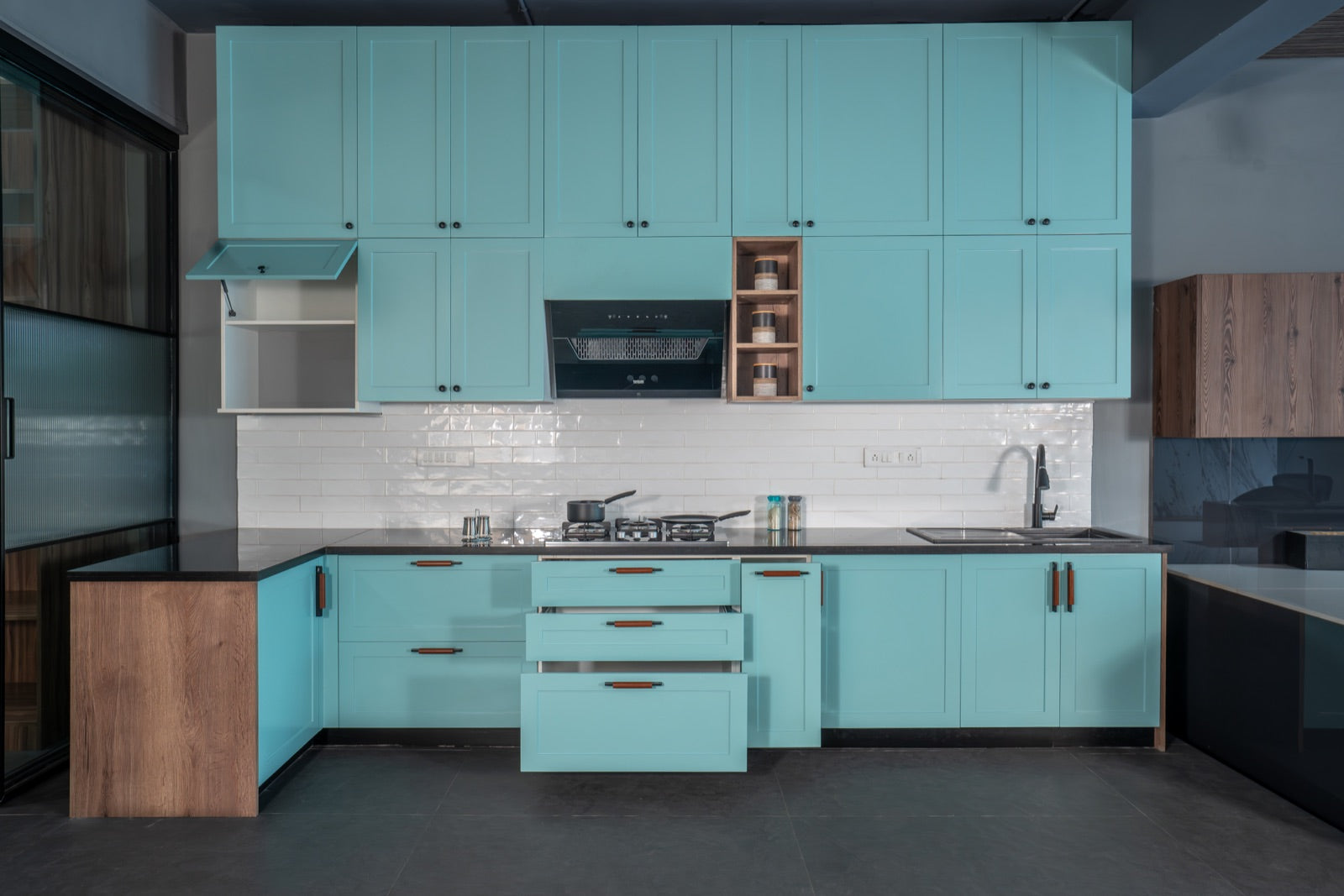 Turquoise shaker kitchen