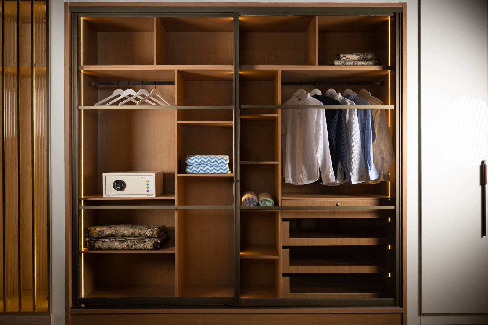 Walk-in internals · drawers open
